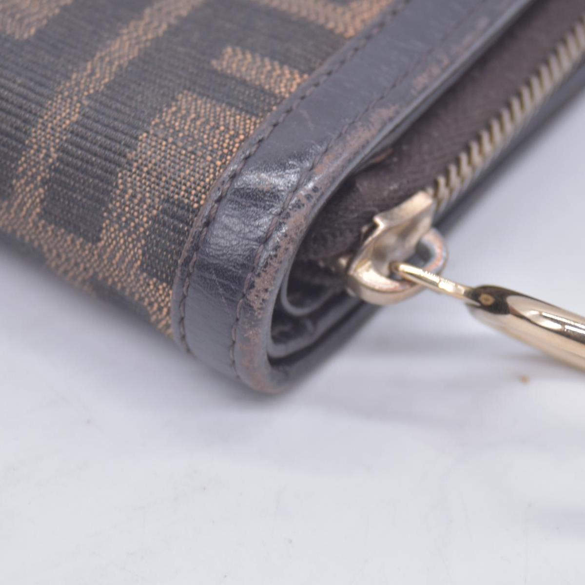 Fendi Zucca Canvas Compact Zip Around Wallet CONSIGNMENT