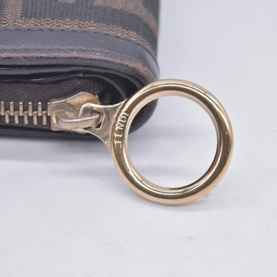 Fendi Zucca Canvas Compact Zip Around Wallet CONSIGNMENT