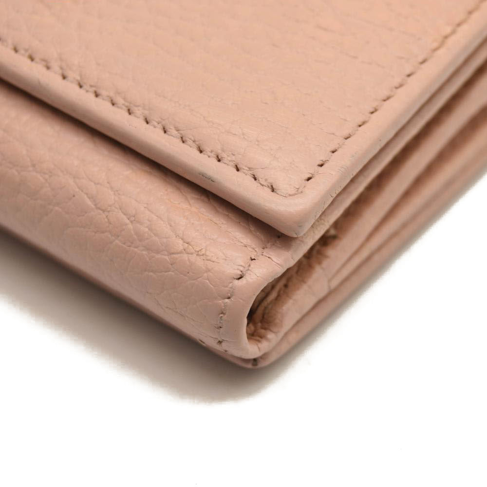 GUCCI Dollar Calfskin GG Marmont Wallet Perfect Pink