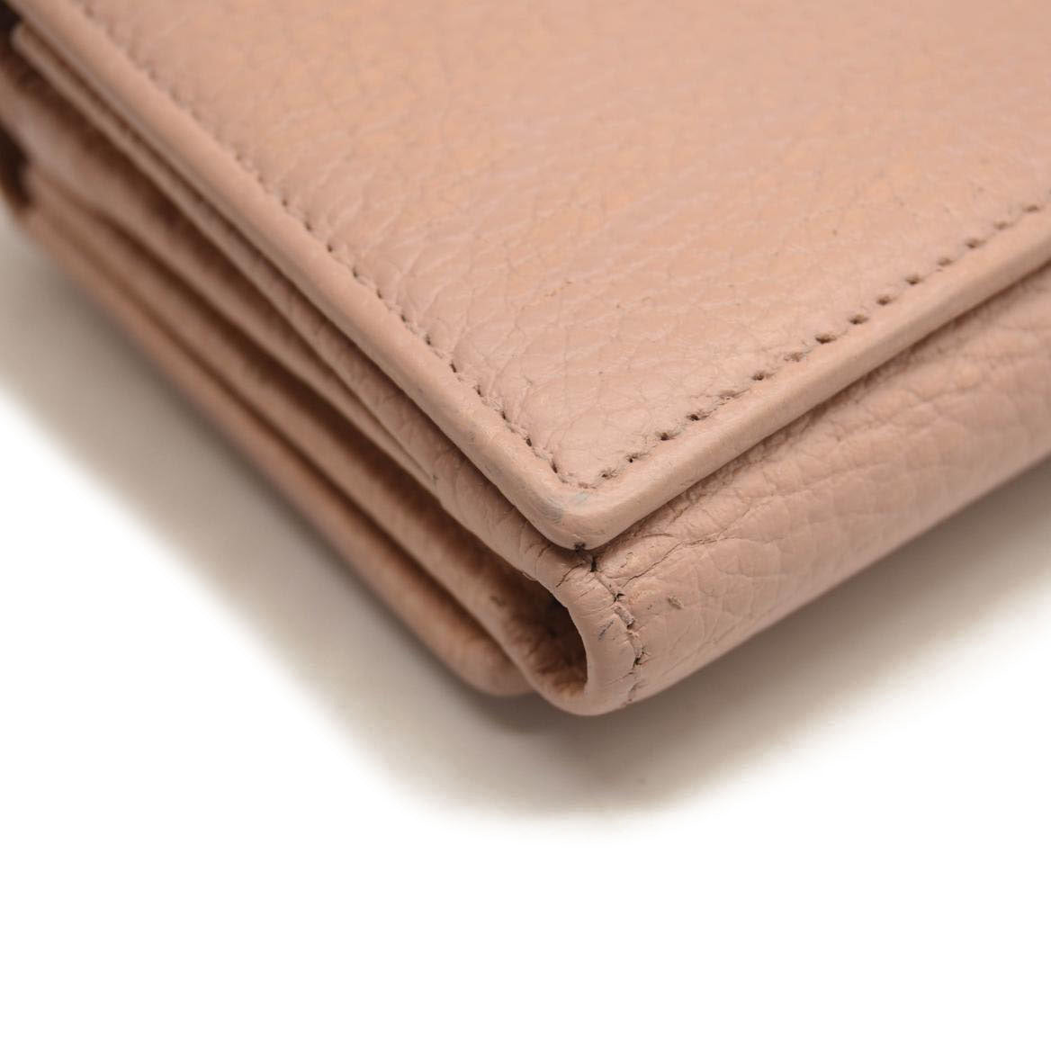 GUCCI Dollar Calfskin GG Marmont Wallet Perfect Pink