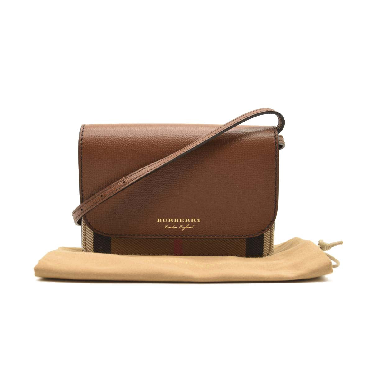 NEW BURBERRY Derby Calfskin House Check Mini Hampshire Crossbody Tan