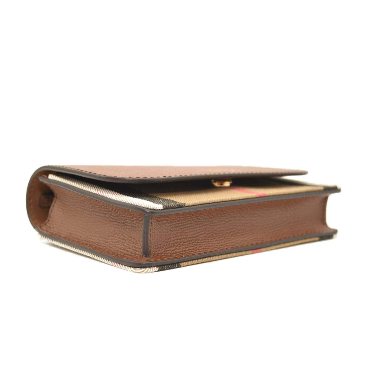 NEW BURBERRY Derby Calfskin House Check Mini Hampshire Crossbody Tan