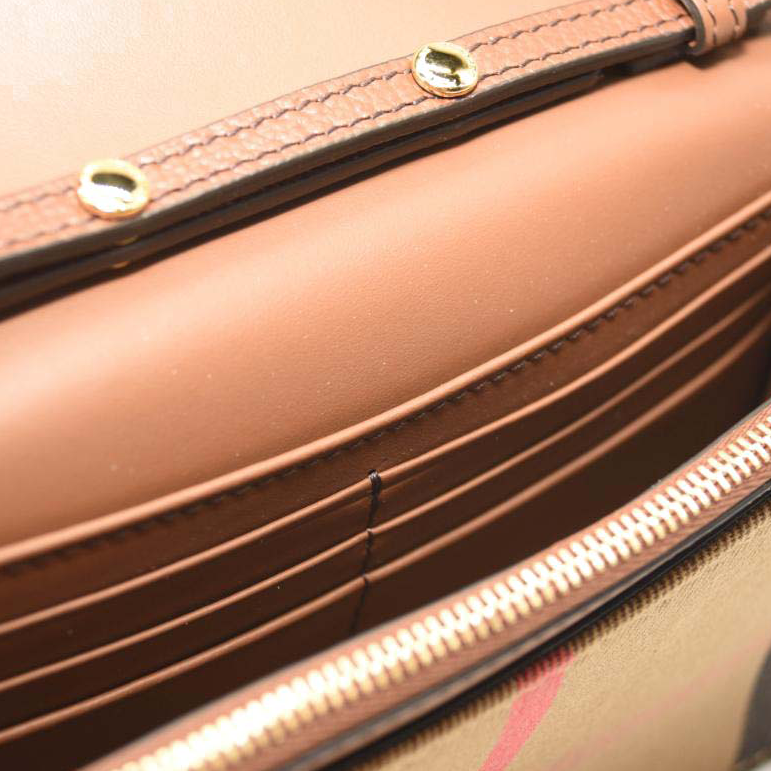 NEW BURBERRY Derby Calfskin House Check Mini Hampshire Crossbody Tan