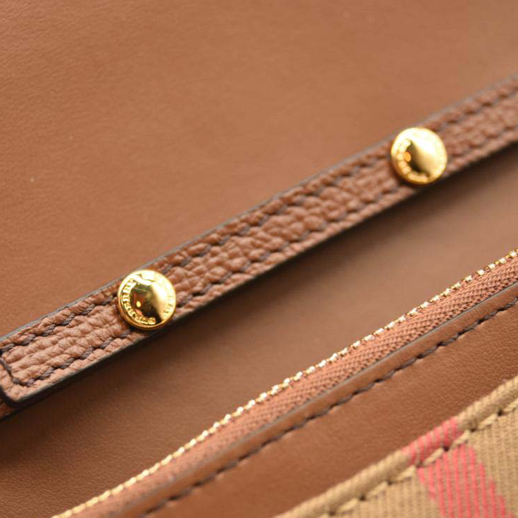 NEW BURBERRY Derby Calfskin House Check Mini Hampshire Crossbody Tan