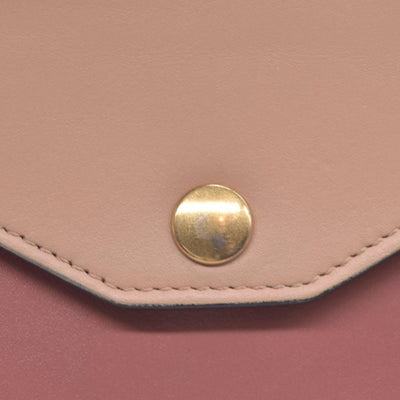 $1200 CELINE Smooth Calfskin Tri-Color Envelope Flap Wallet on Chain Navy Beige Pink CONSIGNMENT 10021559