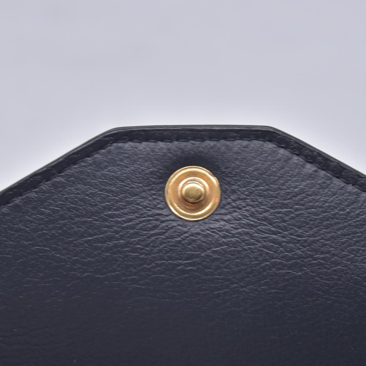 $1200 CELINE Smooth Calfskin Tri-Color Envelope Flap Wallet on Chain Navy Beige Pink CONSIGNMENT 10021559
