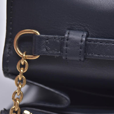 $1200 CELINE Smooth Calfskin Tri-Color Envelope Flap Wallet on Chain Navy Beige Pink CONSIGNMENT 10021559