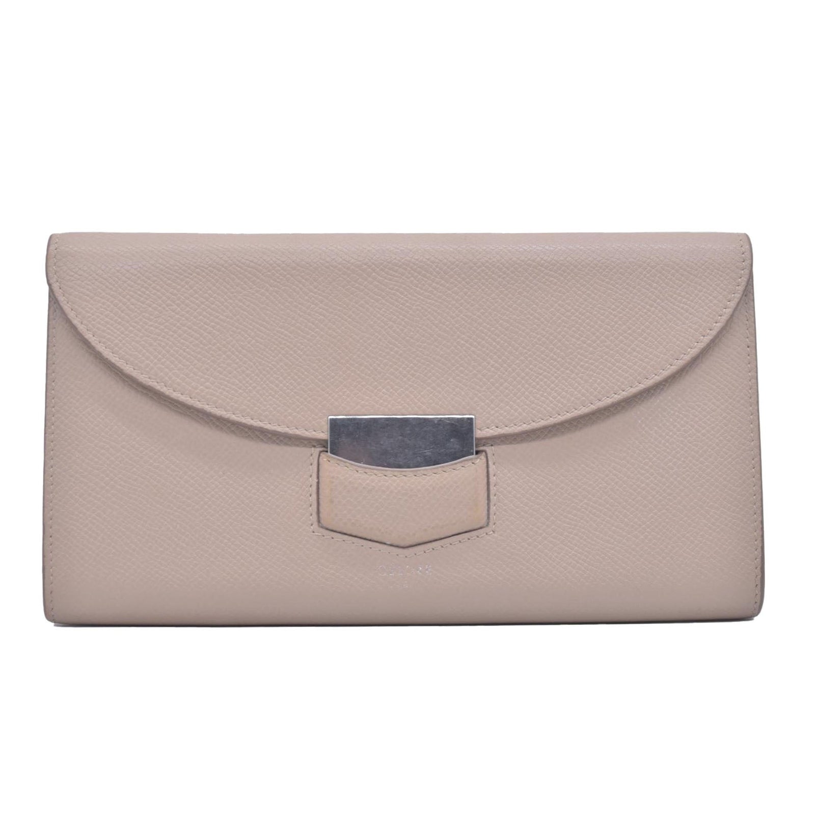Céline Grain Calfskin Flap Wallet Beige CONSIGNMENT
