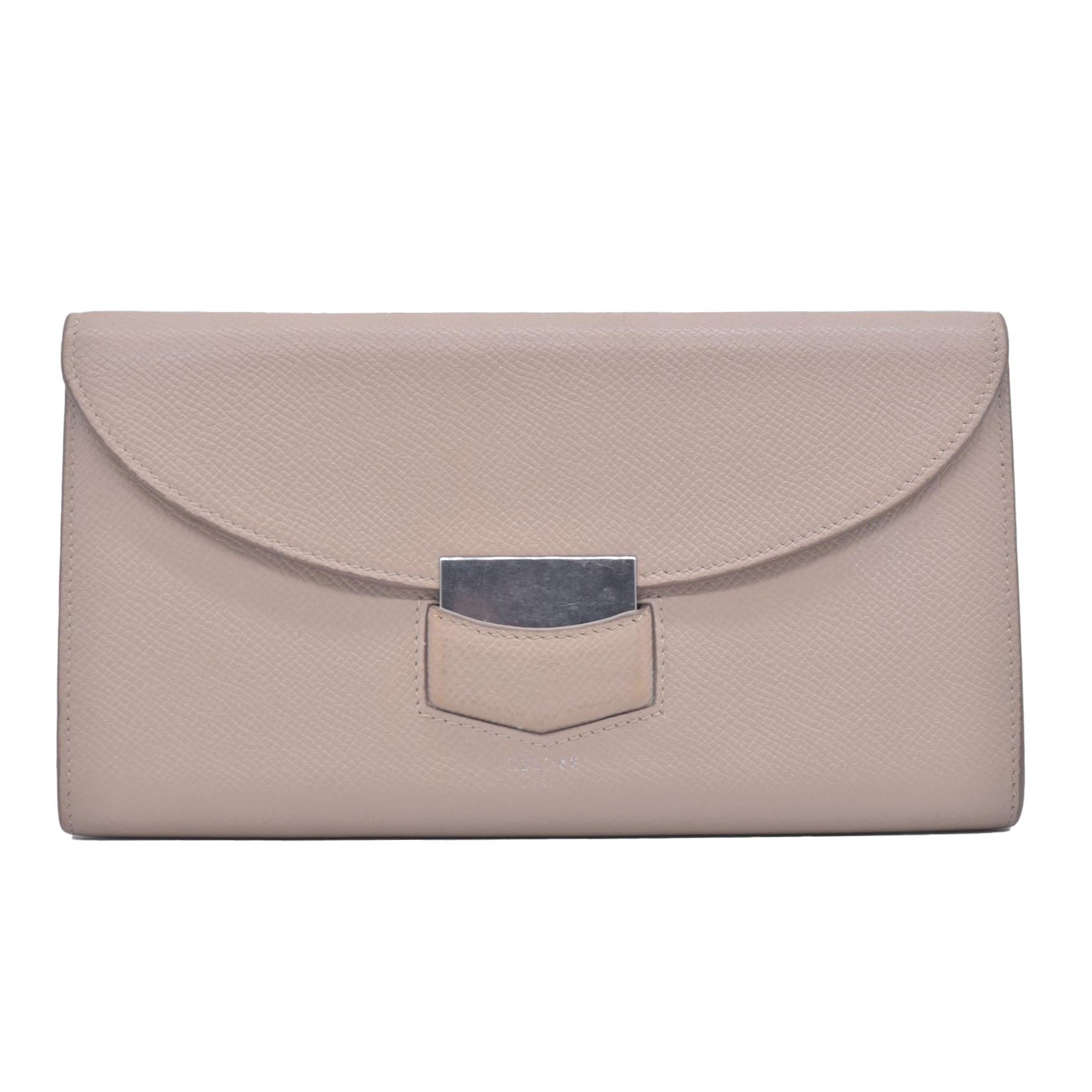 Céline Grain Calfskin Flap Wallet Beige CONSIGNMENT