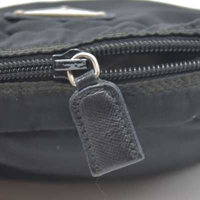 PRADA Logo Plate Nylon Cosmetic Pouch Bag Black