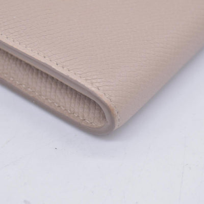 $830 Céline Grain Calfskin Flap Wallet Beige CONSIGNMENT 10020772