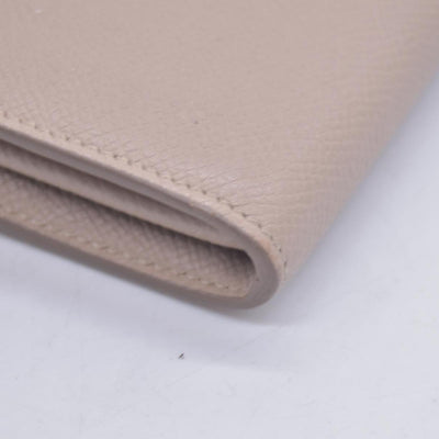 $830 Céline Grain Calfskin Flap Wallet Beige CONSIGNMENT 10020772