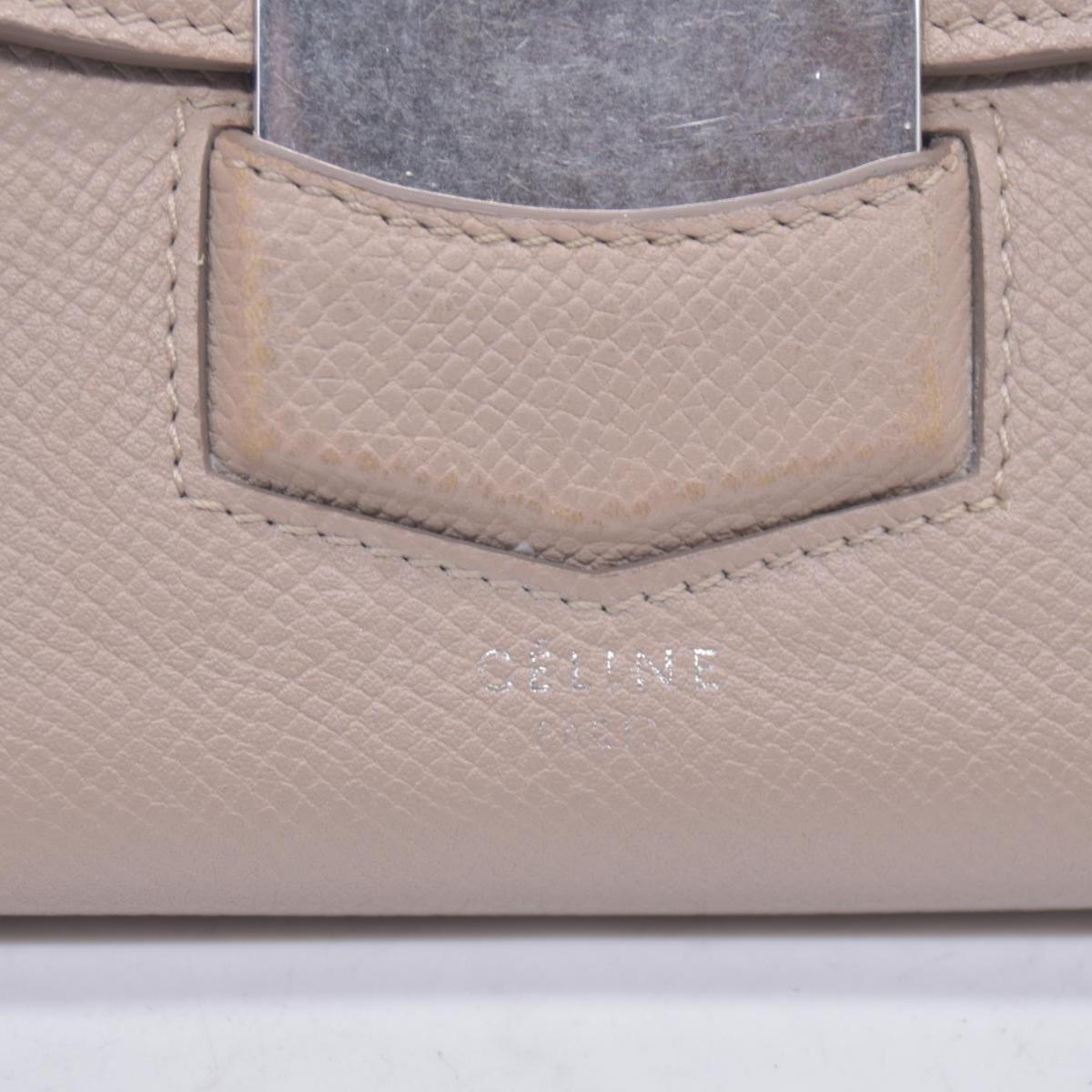 $830 Céline Grain Calfskin Flap Wallet Beige CONSIGNMENT 10020772