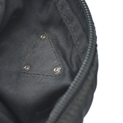 PRADA Logo Plate Nylon Cosmetic Pouch Bag Black