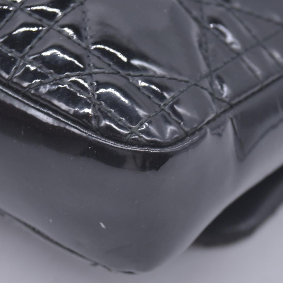 $2100 CHRISTIAN DIOR Cannage Patent Miss Dior Chain Shoulder Bag Black CONSIGNMENT 10021555