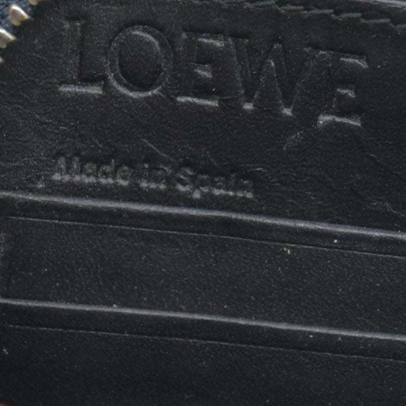 $990 Loewe Calfskin Embossed Repeat Medium Zip Wallet Blue CONSIGNMENT