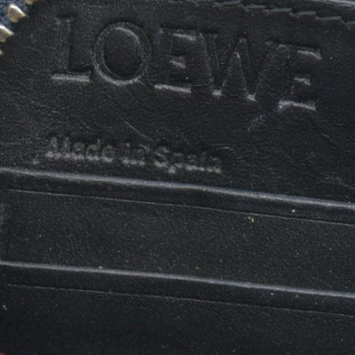 $990 Loewe Calfskin Embossed Repeat Medium Zip Wallet Blue CONSIGNMENT