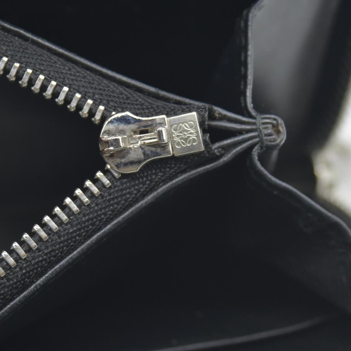 $990 Loewe Calfskin Embossed Repeat Medium Zip Wallet Blue CONSIGNMENT