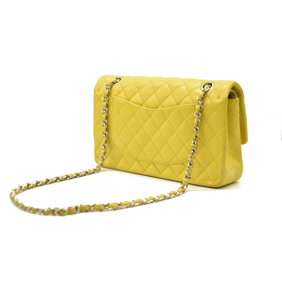 $11300 Chanel Lambskin Quilted Medium Double Flap Yellow CONSIGNMENT