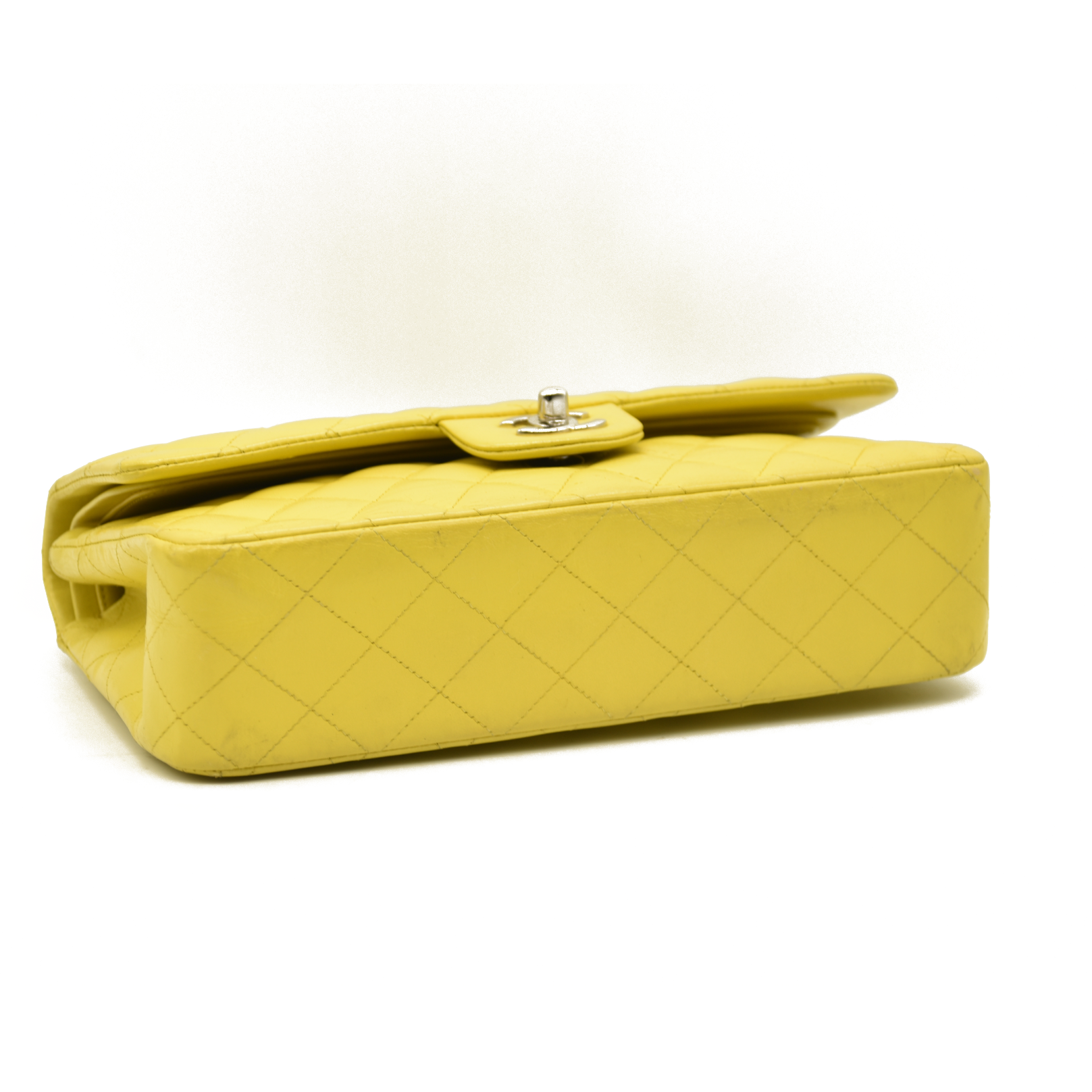 $11300 Chanel Lambskin Quilted Medium Double Flap Yellow CONSIGNMENT