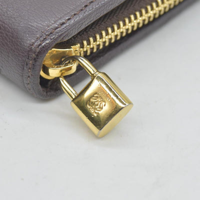 $990 LOEWE Round Zipper Long Wallet purple Anagram Wallet Leather CONSIGNMENT