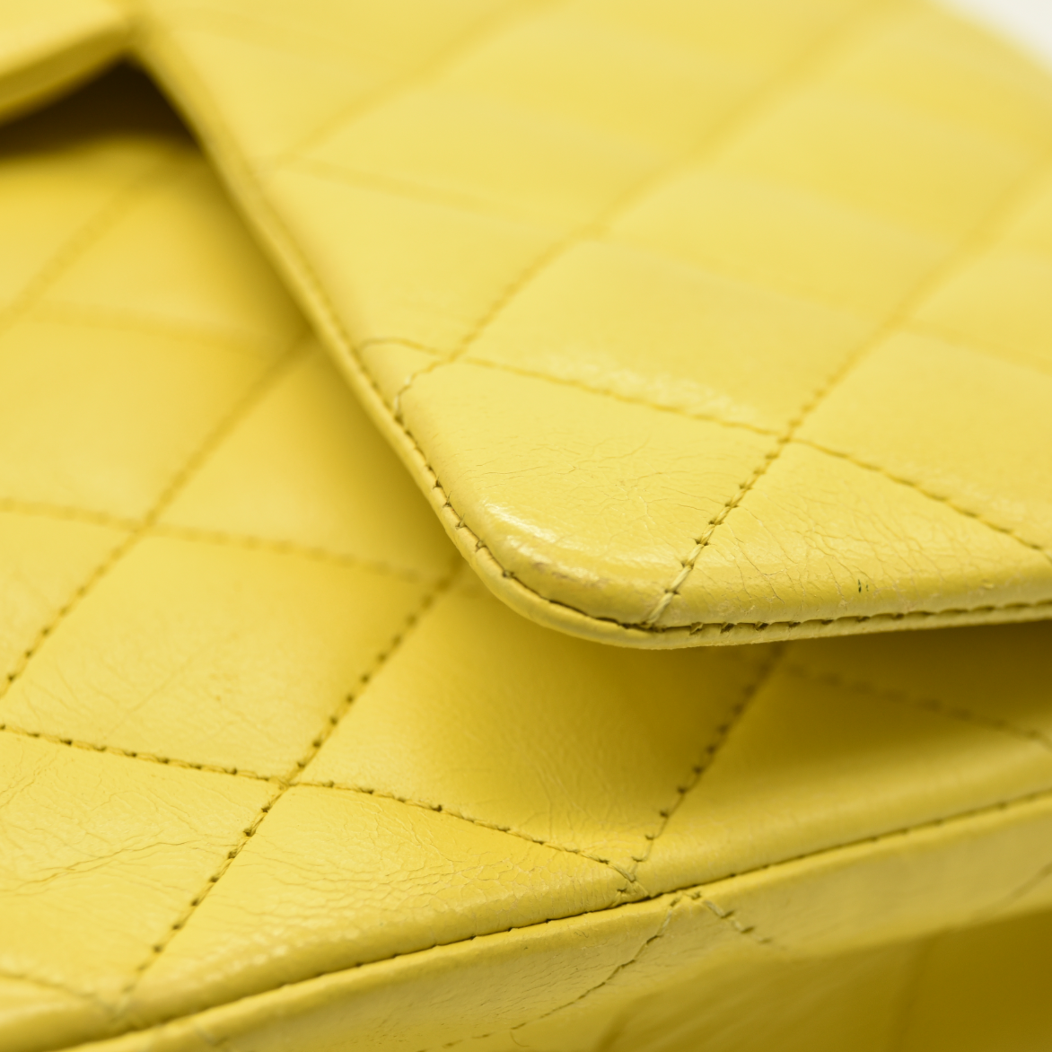 $11300 Chanel Lambskin Quilted Medium Double Flap Yellow CONSIGNMENT
