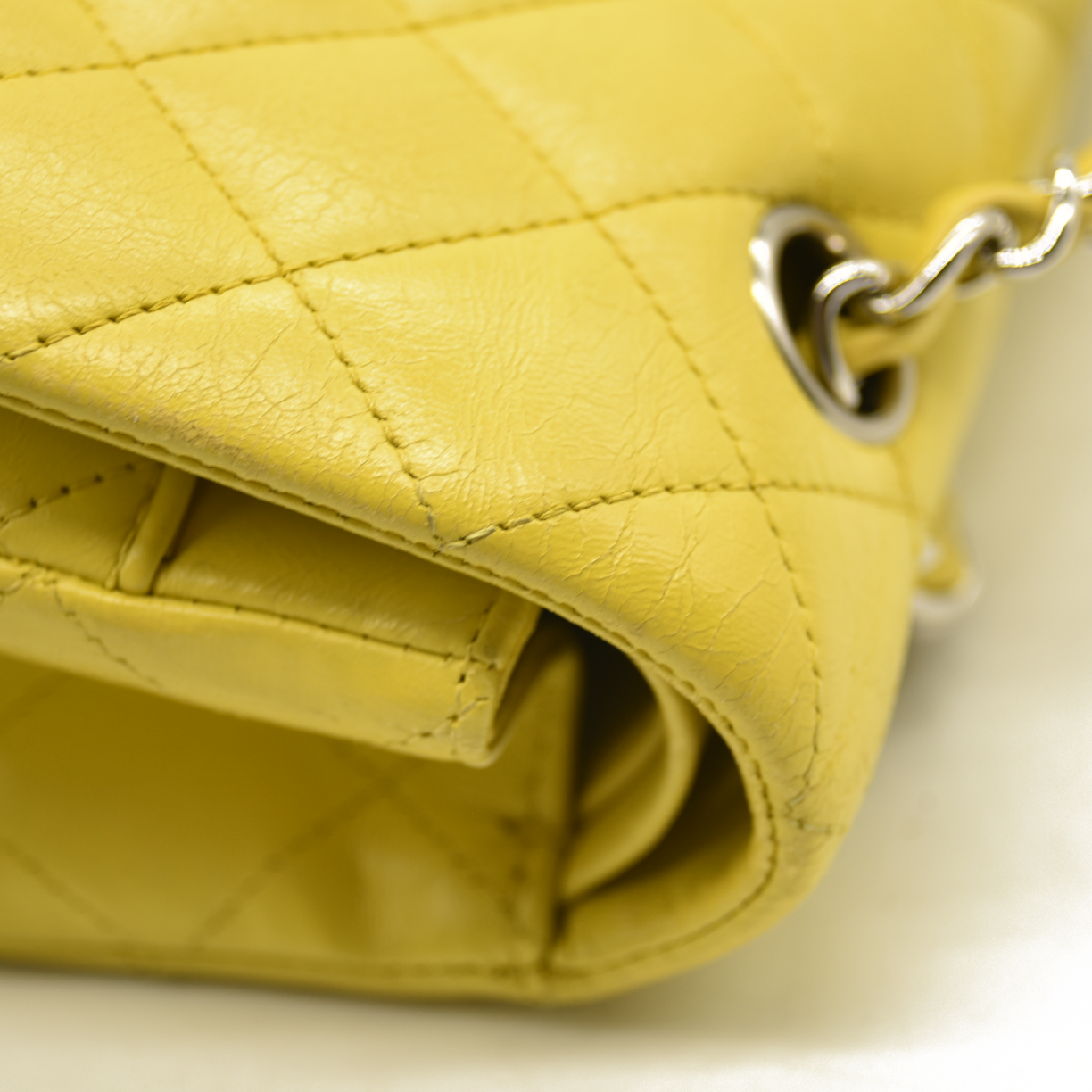 $11300 Chanel Lambskin Quilted Medium Double Flap Yellow CONSIGNMENT