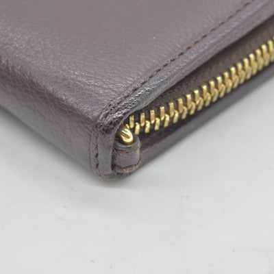 $990 LOEWE Round Zipper Long Wallet purple Anagram Wallet Leather CONSIGNMENT