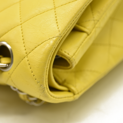 $11300 Chanel Lambskin Quilted Medium Double Flap Yellow CONSIGNMENT
