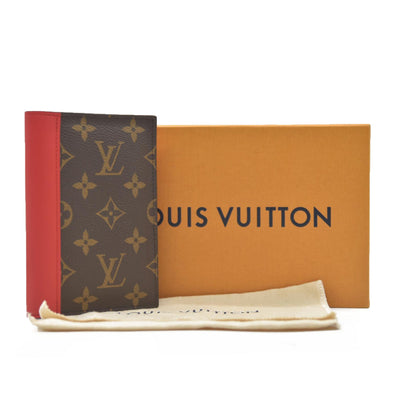 Louis Vuitton  Monogram Macassar Passport Cover Sari Red RFID