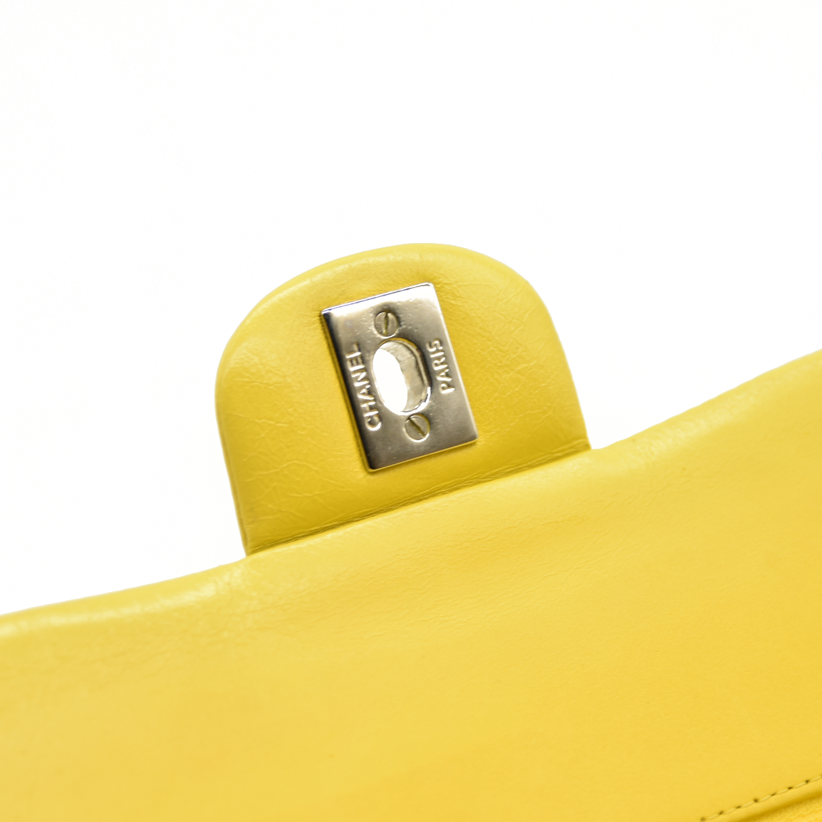 $11300 Chanel Lambskin Quilted Medium Double Flap Yellow CONSIGNMENT