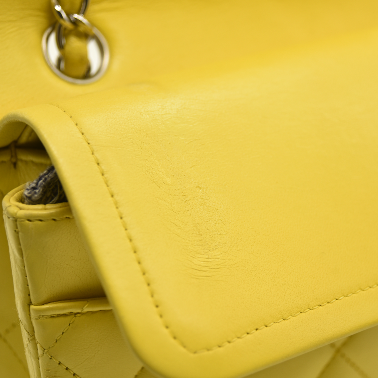 $11300 Chanel Lambskin Quilted Medium Double Flap Yellow CONSIGNMENT