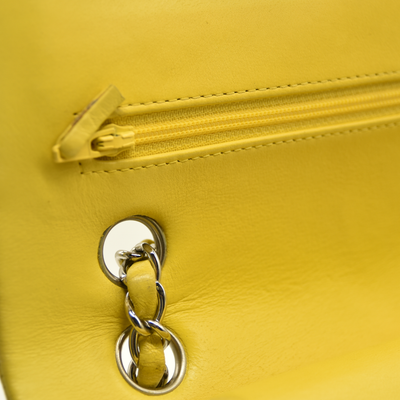 $11300 Chanel Lambskin Quilted Medium Double Flap Yellow CONSIGNMENT
