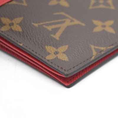 Louis Vuitton  Monogram Macassar Passport Cover Sari Red RFID