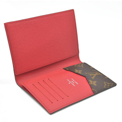 Louis Vuitton  Monogram Macassar Passport Cover Sari Red RFID