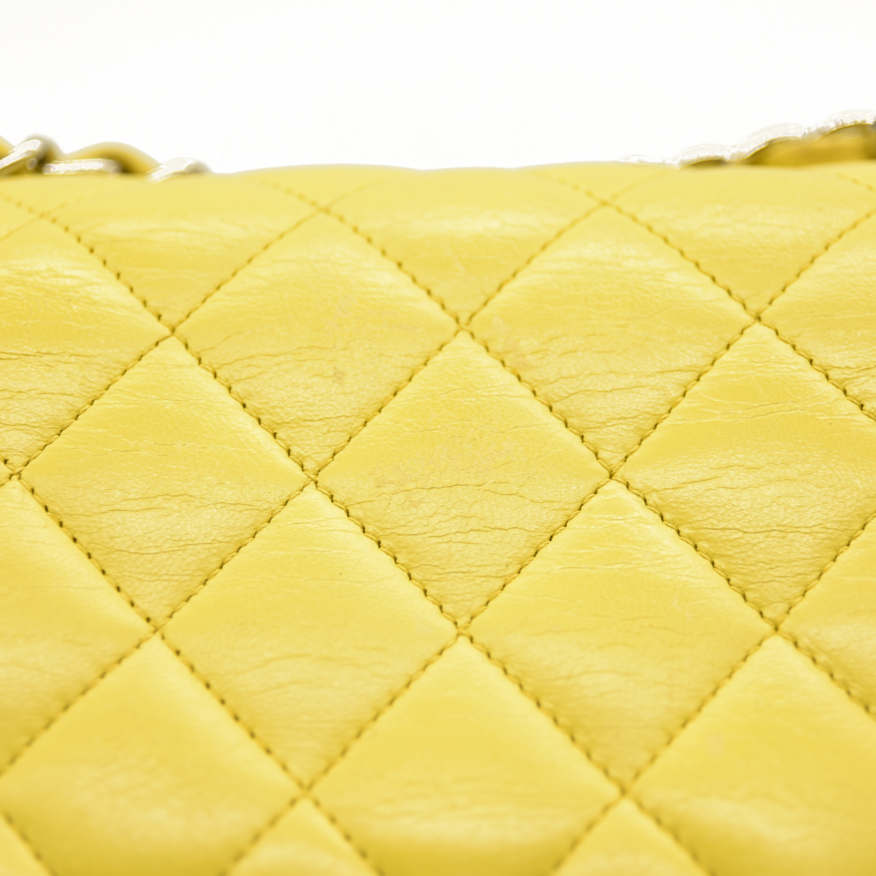 $11300 Chanel Lambskin Quilted Medium Double Flap Yellow CONSIGNMENT