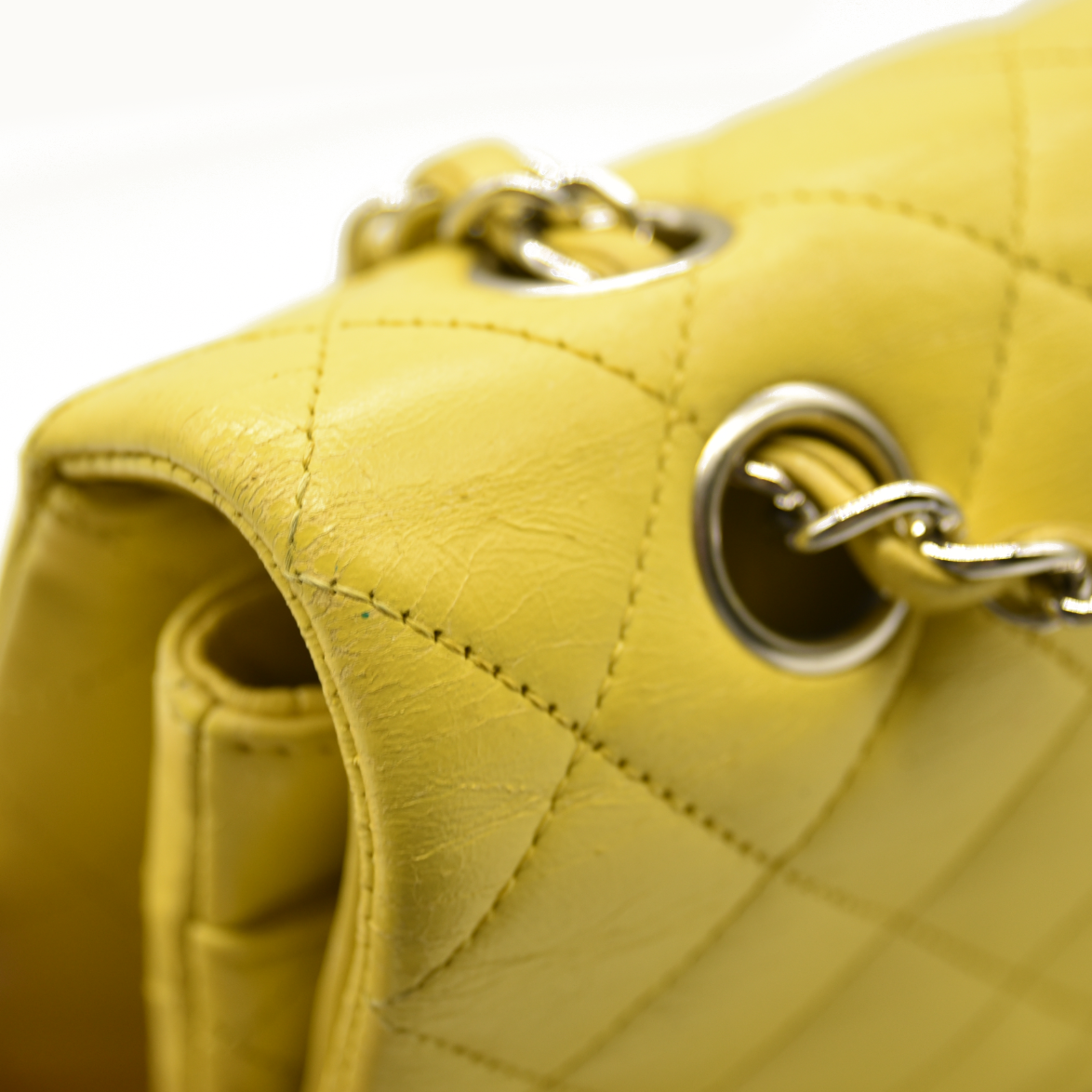 $11300 Chanel Lambskin Quilted Medium Double Flap Yellow CONSIGNMENT