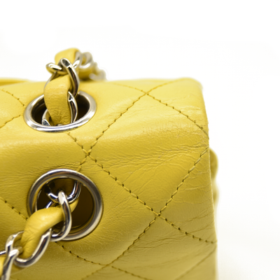 $11300 Chanel Lambskin Quilted Medium Double Flap Yellow CONSIGNMENT