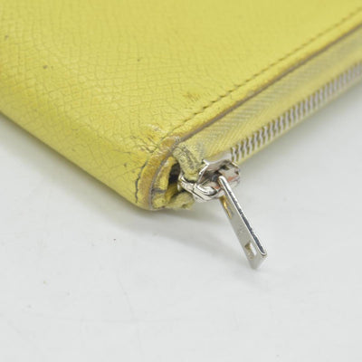 $1175 HERMES Silk-In Azap Long Zip Around Wallet Yellow Epsom CONSIGNMENT