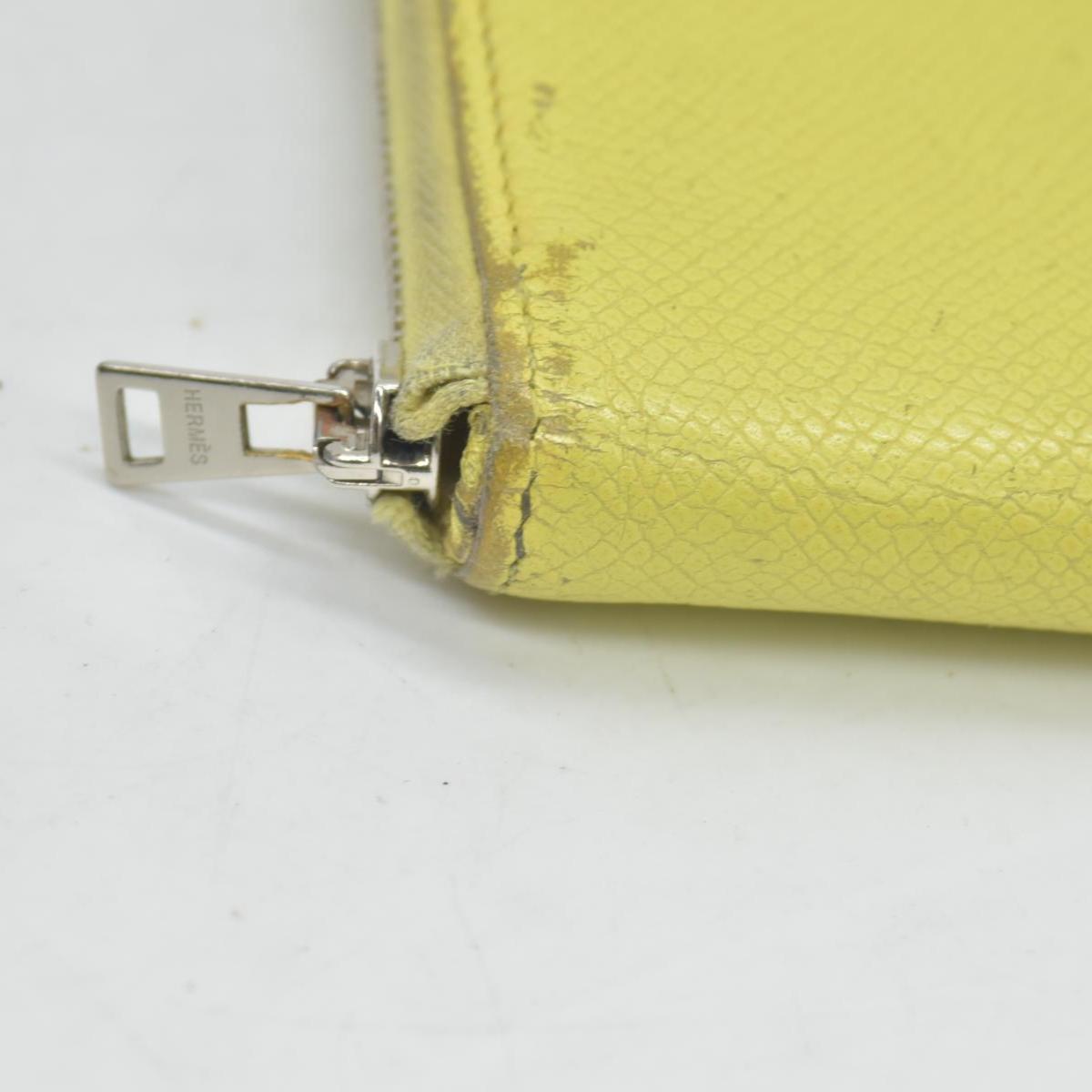 $1175 HERMES Silk-In Azap Long Zip Around Wallet Yellow Epsom CONSIGNMENT