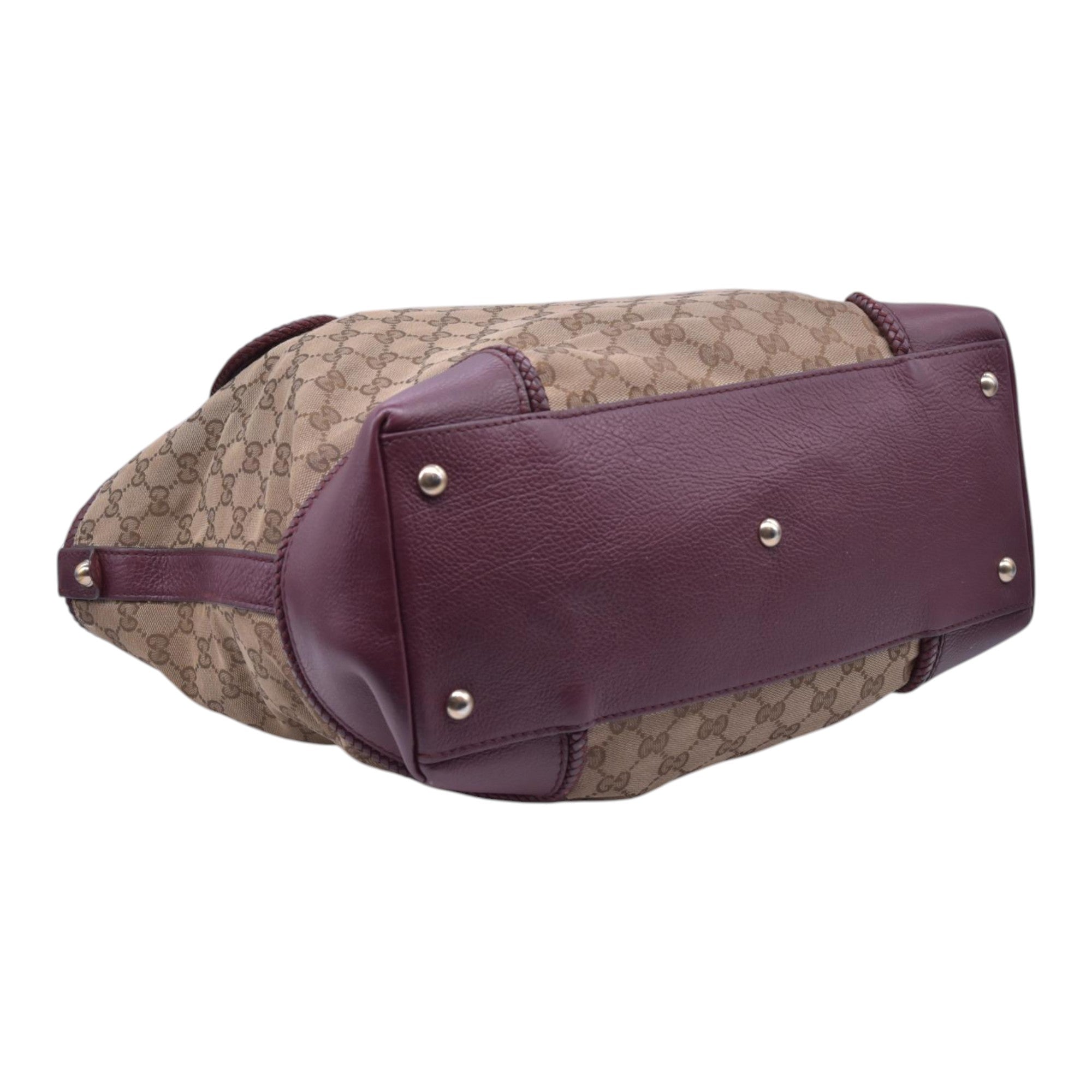 $1250 GUCCI GG Canvas Medium Marcie Tassel Tote Bag Beige Burgundy CONSIGNMENT 10021551