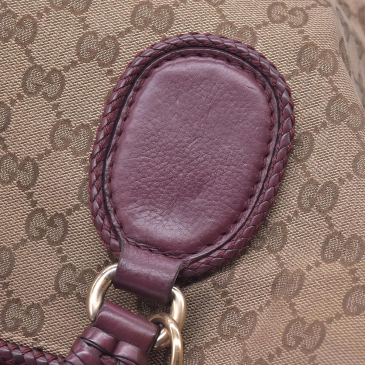 $1250 GUCCI GG Canvas Medium Marcie Tassel Tote Bag Beige Burgundy CONSIGNMENT 10021551