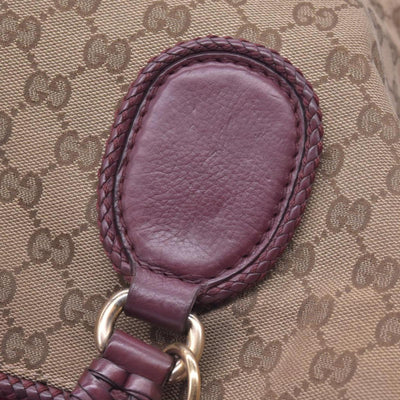 $1250 GUCCI GG Canvas Medium Marcie Tassel Tote Bag Beige Burgundy CONSIGNMENT 10021551