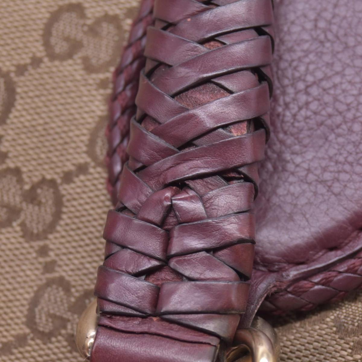 $1250 GUCCI GG Canvas Medium Marcie Tassel Tote Bag Beige Burgundy CONSIGNMENT 10021551
