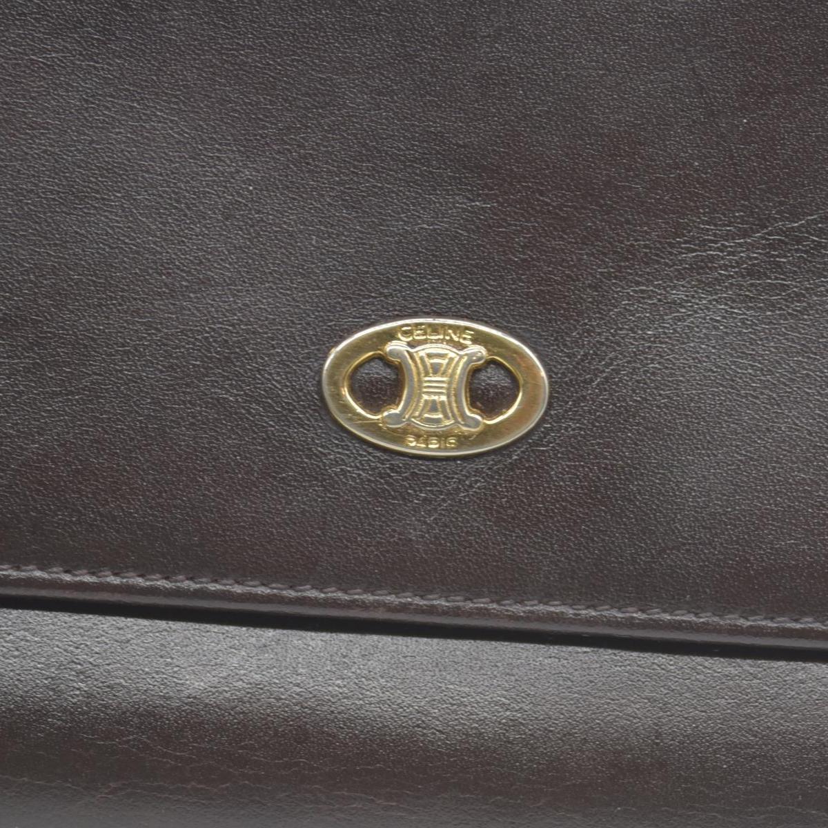 $990 Celine Vintage Bifold Kiss Lock Wallet Brown CONSIGNMENT