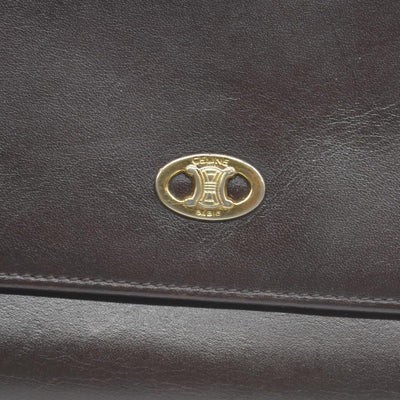 $990 Celine Vintage Bifold Kiss Lock Wallet Brown CONSIGNMENT