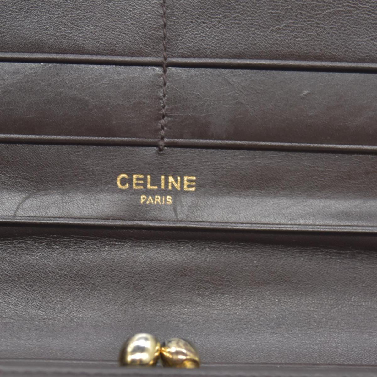$990 Celine Vintage Bifold Kiss Lock Wallet Brown CONSIGNMENT