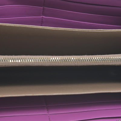 $760 Bottega Veneta Nappa Intrecciato Zip Around Wallet Bicolor Purple Pink CONSIGNMENT