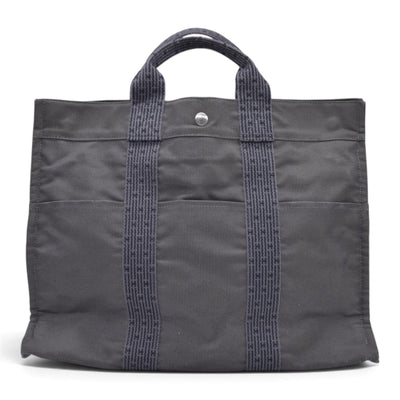 $850 HERMES Herline MM Grey Canvas Tote Bag CONSIGNMENT 10021621