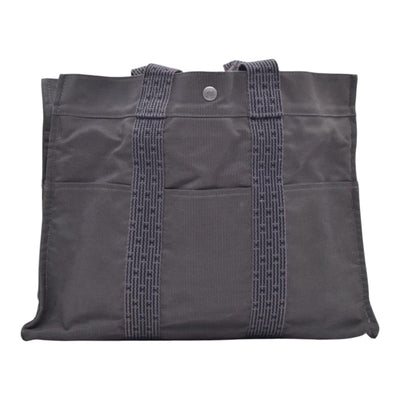 $850 HERMES Herline MM Grey Canvas Tote Bag CONSIGNMENT 10021622